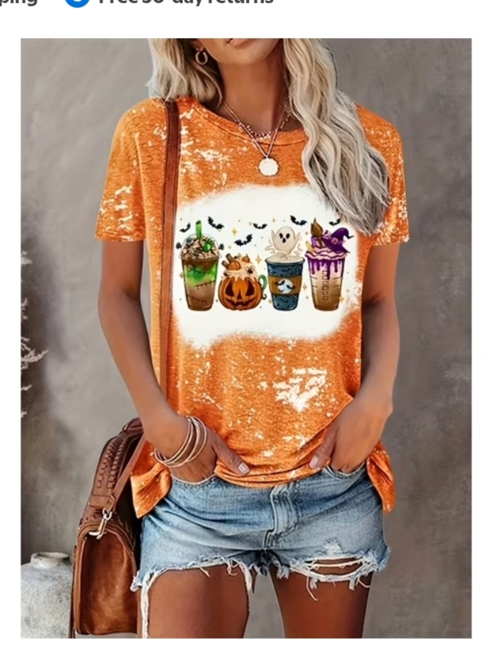 ♥️Halloween Coffee Theme Bleached T shirt XXL